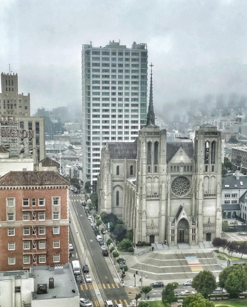Grace Cathedral, Top of the Mark view, San Francisco, Mark Hopkins Hotel
